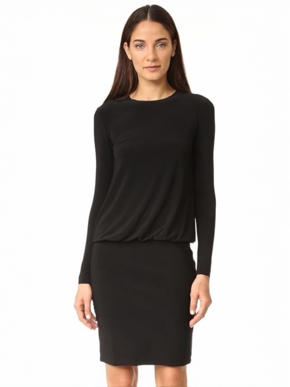 NORMA KAMALI • KAMALIKULTURE Long Sleeve Babydoll Dress in Black